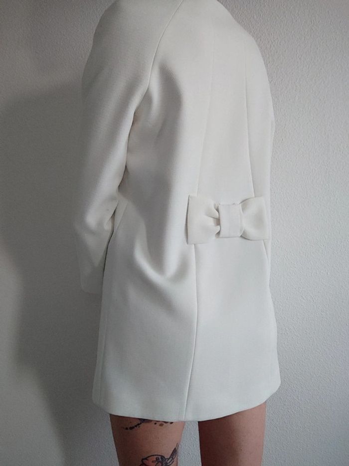 Veste robe tailleur jacket blanc ivoire noeud Vintage / Made in France 🇨🇵 Jacqueline Riu - 36/S - photo numéro 3