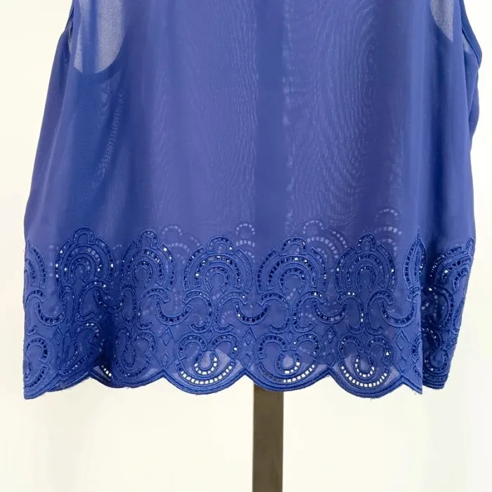 Débardeur bleu, broderie anglaise - crop top bleu taille 36 A545 - photo numéro 6