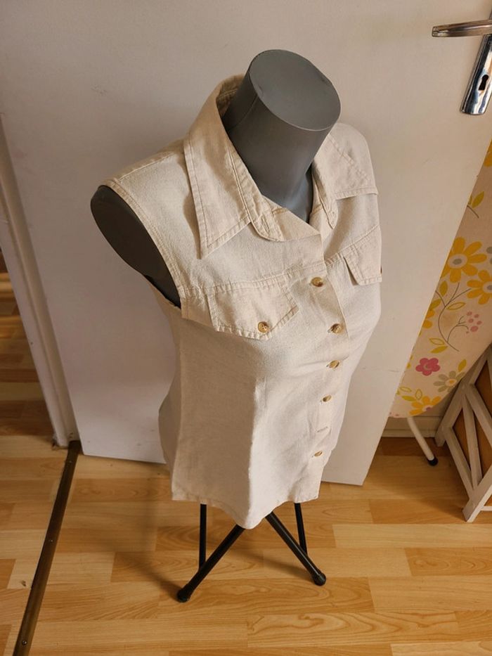 Chemise sans manches lin beige 38 - photo numéro 3