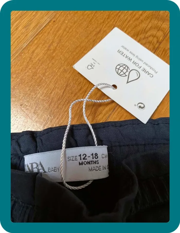 Pantalon bleu marine zara baby fille 12/18 mois 86cm - photo numéro 4