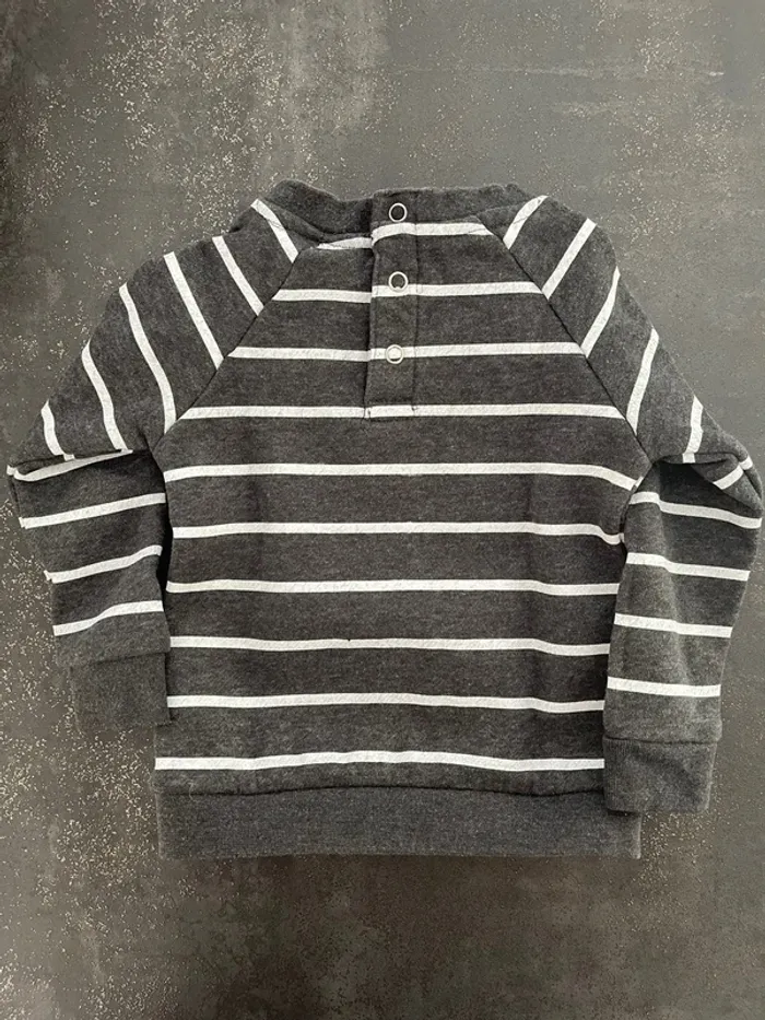Pull sweat gris à rayures « Dad loves me » taille 9 mois marque influx - photo numéro 4