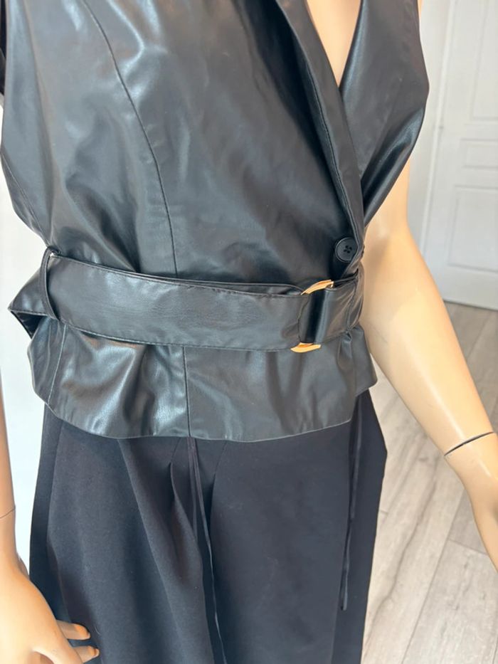 Robe combinaison avec haut en cuir et jupe longue Zara - photo numéro 6