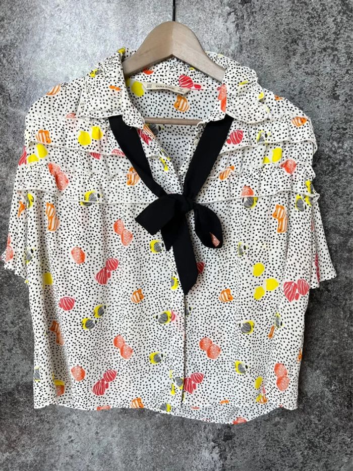Blouse manches courtes femme Zara taille M Women short-sleeved camicetta donna Damen Kurzarmbluse