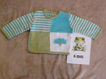 Pull bleu, vert et blanc 6 mois