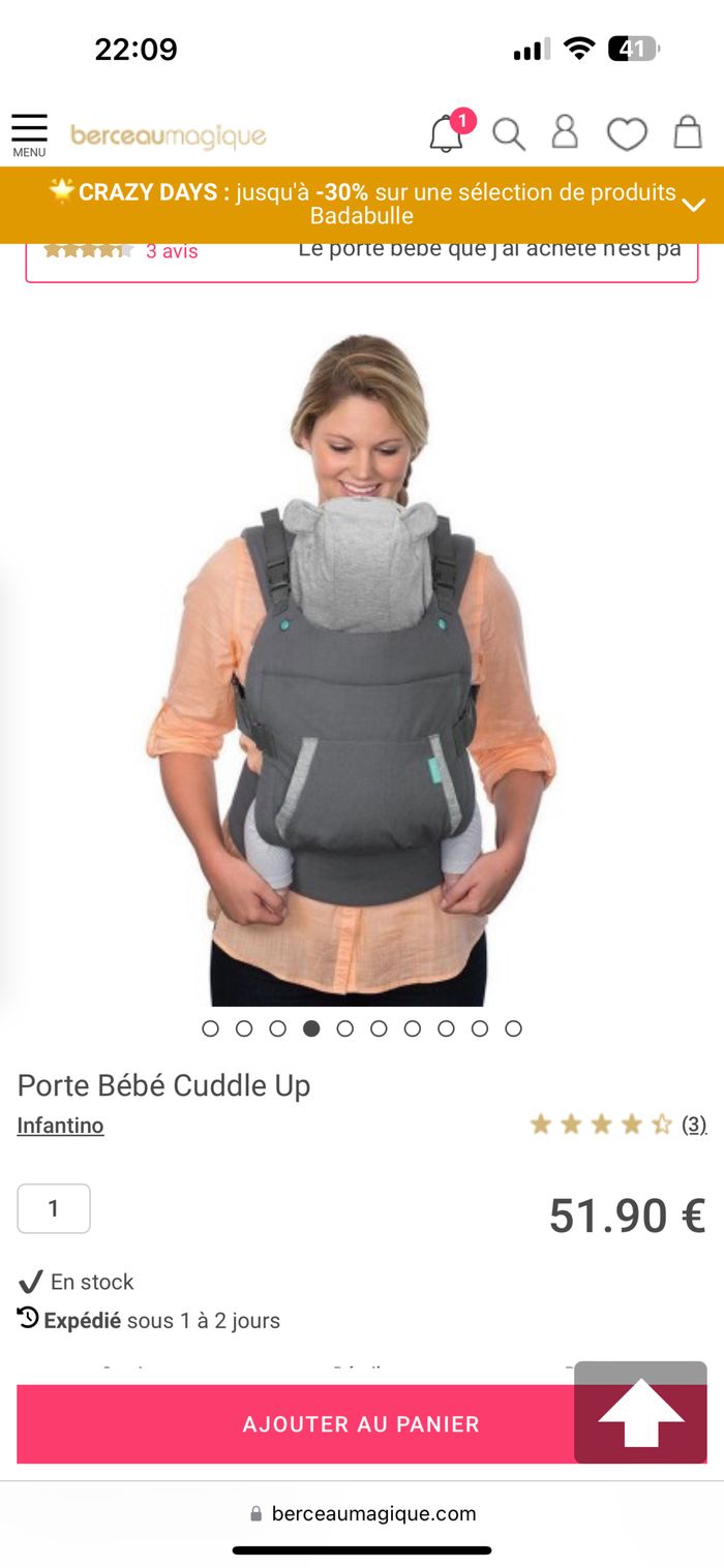 Porte bébé infantino - photo numéro 2