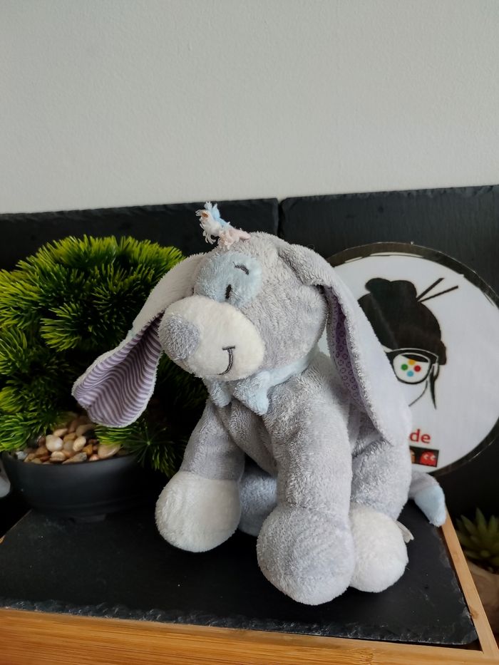 doudou Peluche noukie's chien Arthur merlin gris bleu noeud Rayé banc Violet 240