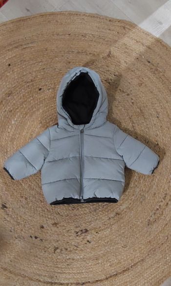 Blouson chaud molletonné NEUF gris Kiabi Eco conception 6 mois 63/69cm