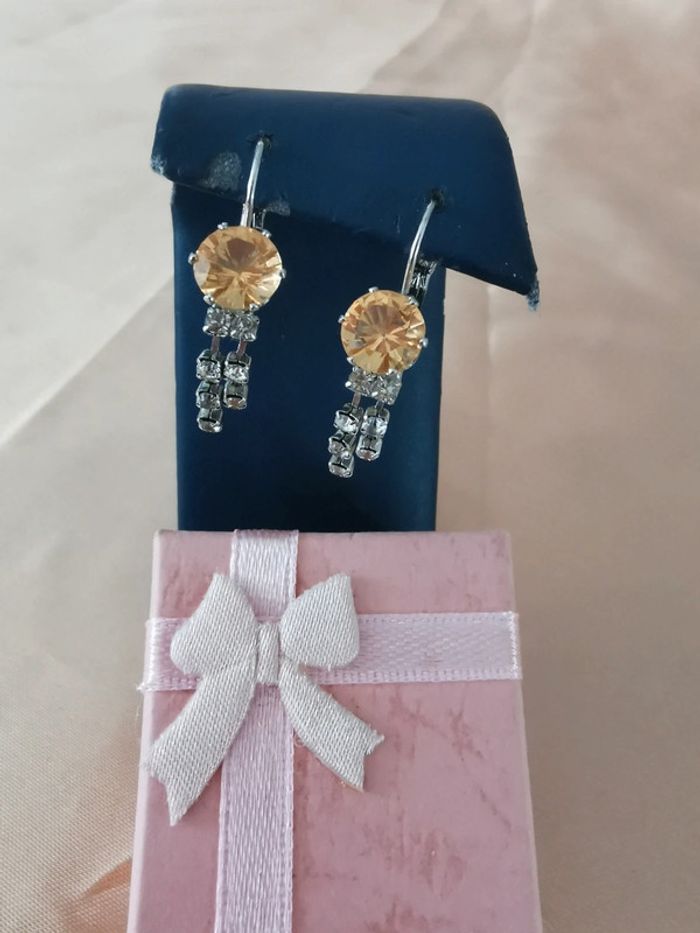 Boucles d'oreilles. Peches. Argentées.