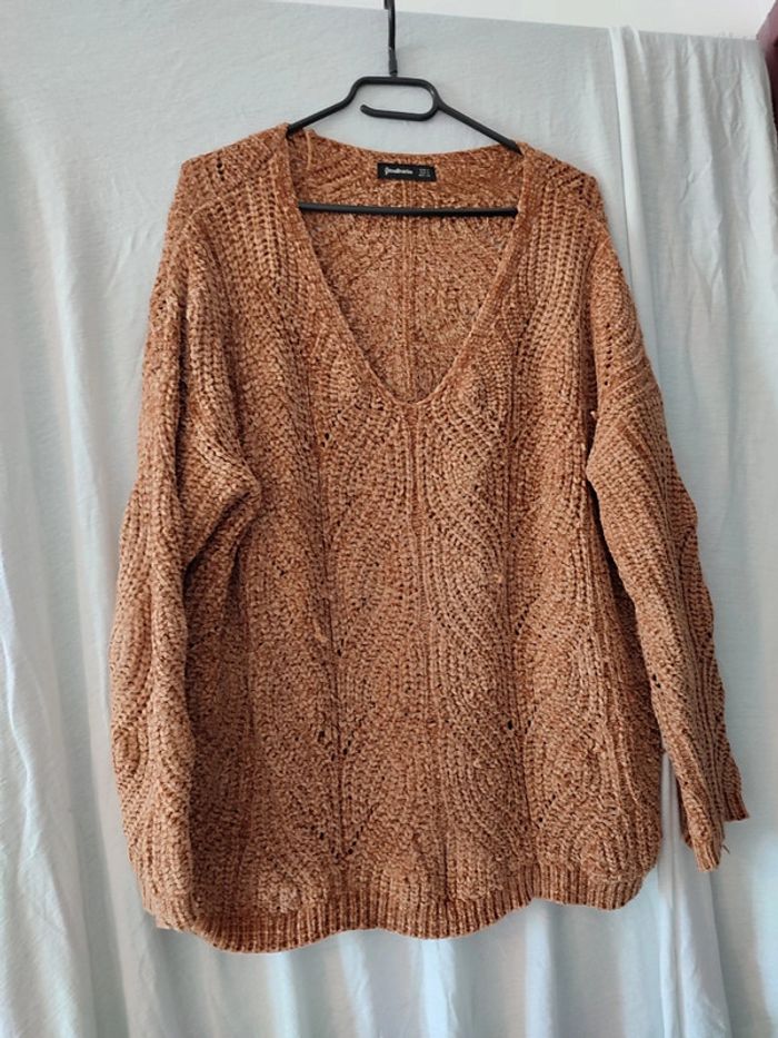 Pull maille chenille couleur Camel