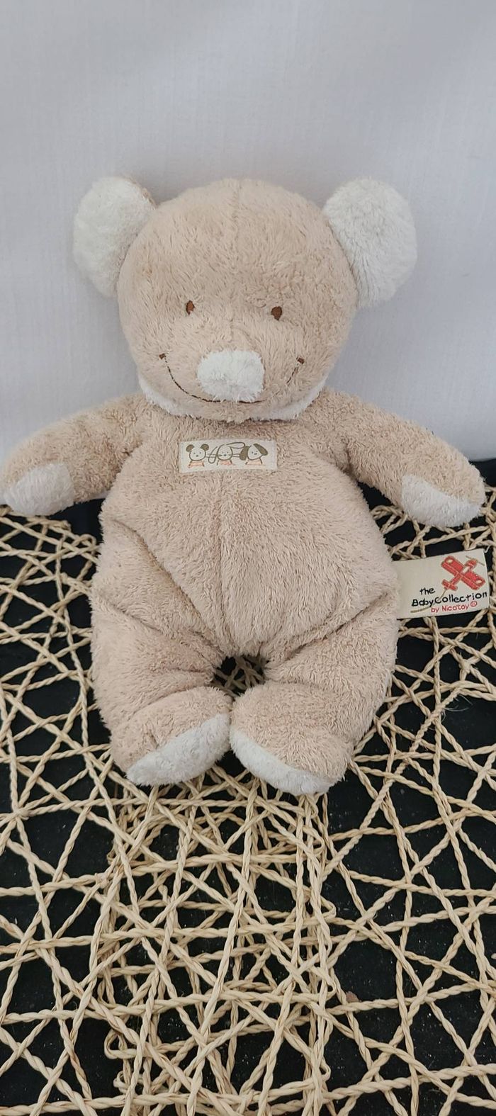 Doudou souris Beige col blanc NICOTOY