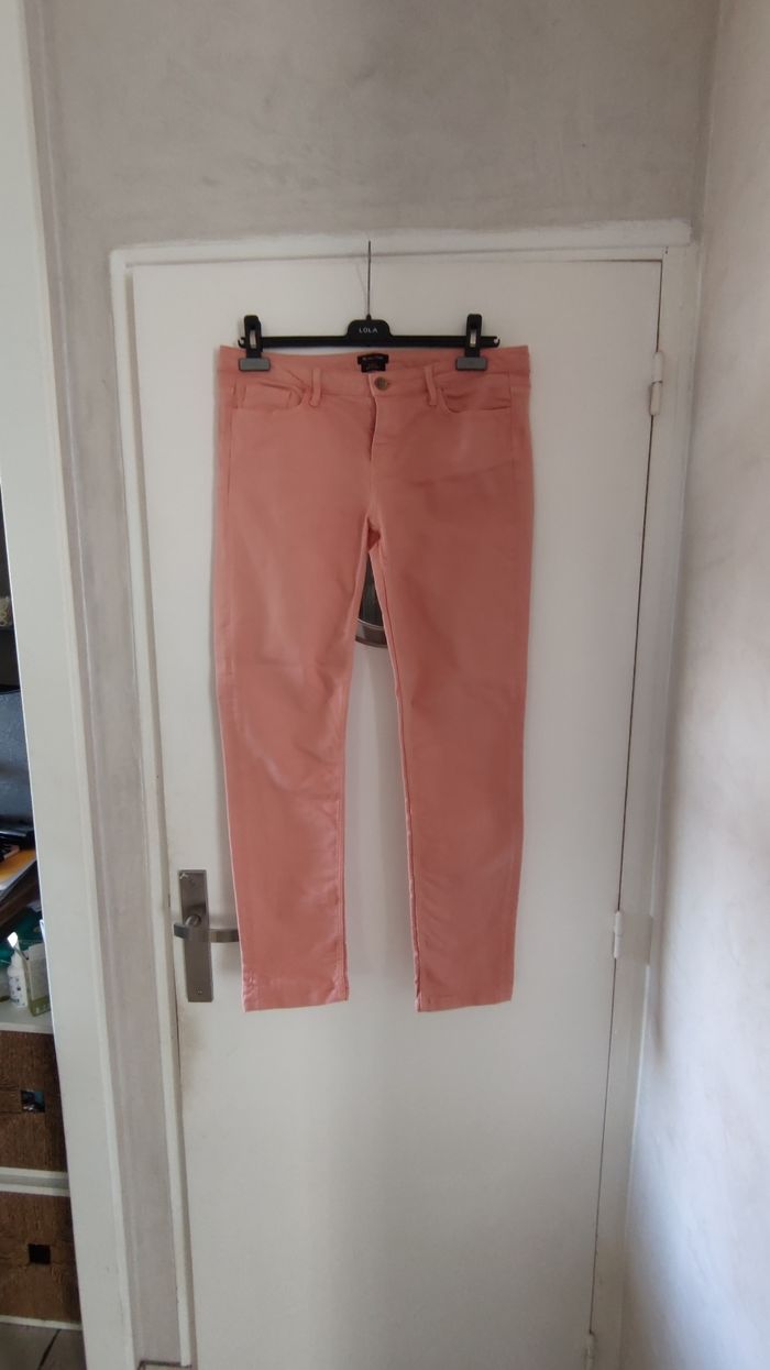 Pantalon femme jeans slim fit marque Massimo Dutti taille 42 couleur saumon - photo numéro 2