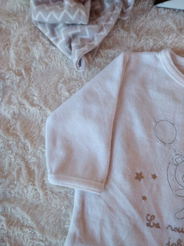 Pyjama grenouillère velours Mixte 1 mois Route des jolis rêves Ours Ourson lapin - photo numéro 3