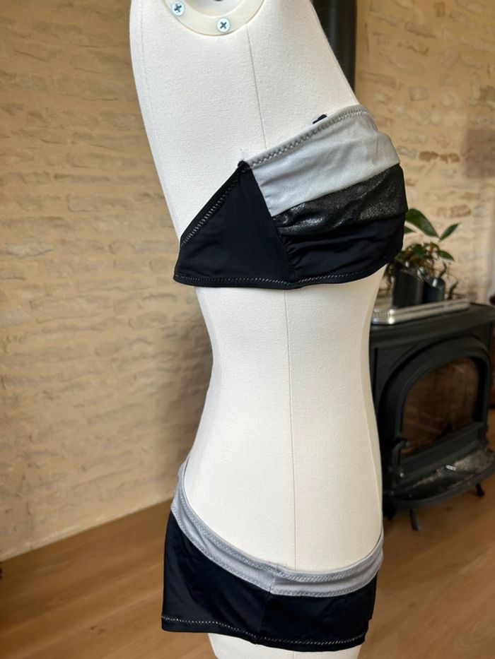 Maillot de bain 2 pièces bandeau noir et argenté - photo numéro 2