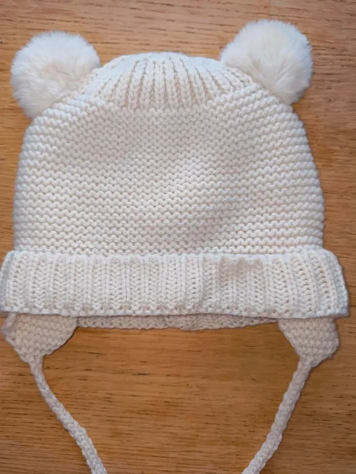 Bonnet fille blanc doux 9 mois 12 mois neuf sans étiquette - photo numéro 2