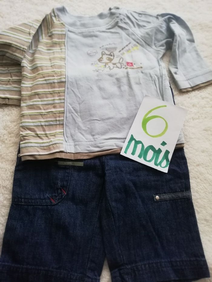 Ensembles tee shirt bleu et jeans garçon 6 mois influx