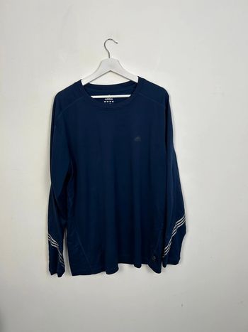 T-shirt Longues Manches Adidas Homme Marine L | Très Bon État | Sportswear Vintage | TN102
