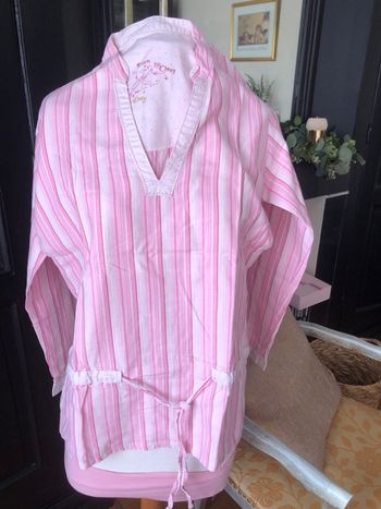 Haut de pyjama à rayures roses et argent Etam taille 34