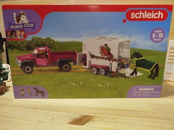 Schleich boîte équitation Pick-up avec remorque cheval et personnages