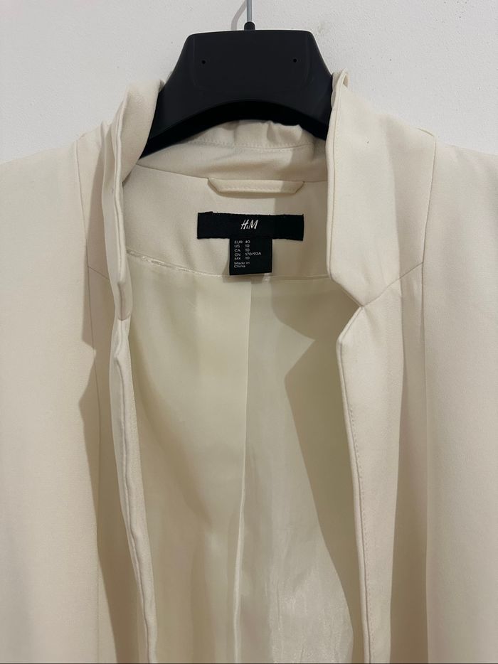 Veste oversize en twill crème – Taille L - photo numéro 3