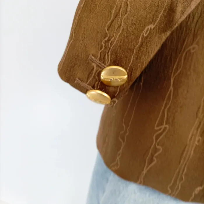 Veste longue satinée marron à double boutonnage - Taille 40 - Dino Valiano - A424 - photo numéro 6
