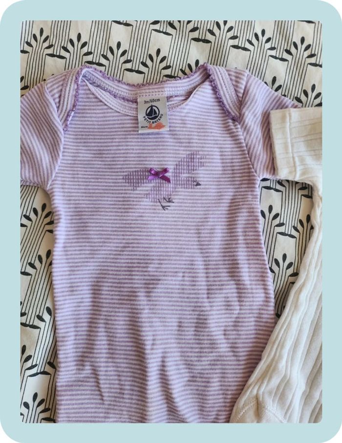 Lot 2 bodies bebe Petit Bateau 3mois - photo numéro 2