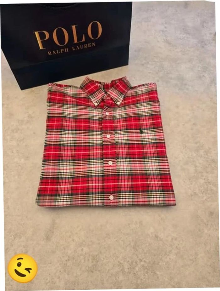 Chemise Ralph Lauren manche longue Taille XL rouge Homme Men CHE99