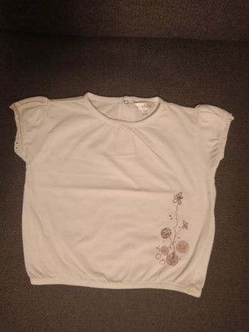 Tee shirt manches courtes blanc dentelle