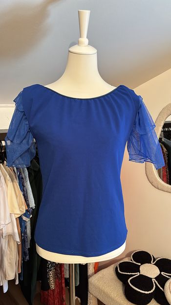 Haut bleu voilage Boutique Italienne T40