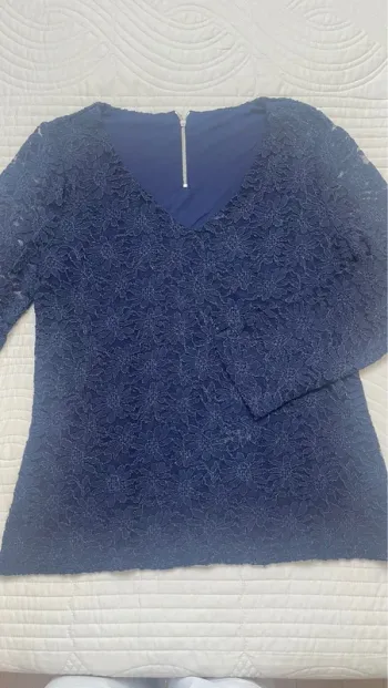 Chemisier dentelle bleu marine