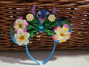 Serre tete oreilles ears syyle Disney Stitch a paillettes  et a fleurs