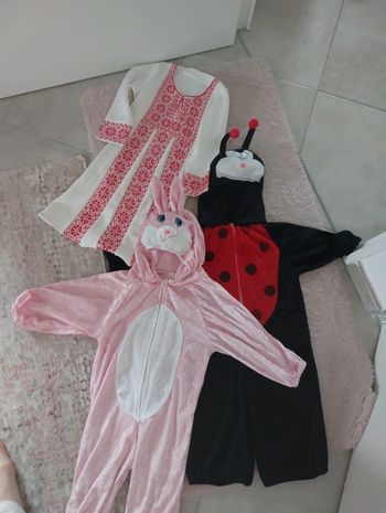 Trois déguisements pour enfants de 2 à 3 ans.