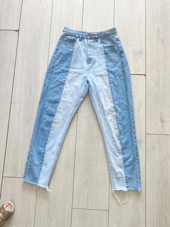 Jean taille haute Stradivarius taille 34 bicolore coupe droite