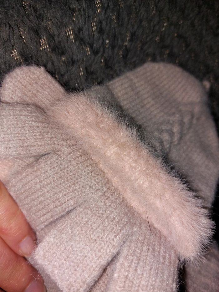 Mitaines/Gants rose/gris T.U Neuf - photo numéro 5