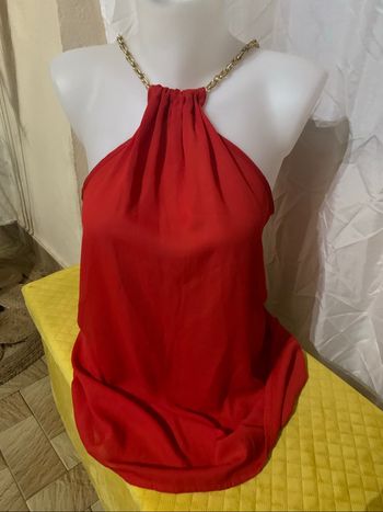 Top fantaisie rouge CC Collection tres bon état XL