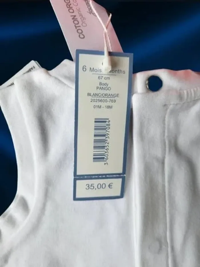 Lot de 2 bodys neufs Jacadi Paris blanc et orange 6 mois - photo numéro 17