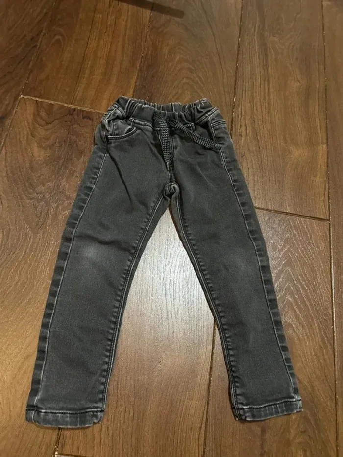 Jean garcon en coton gris  effet usé taille élastiquee absorba 3 ans - photo numéro 2