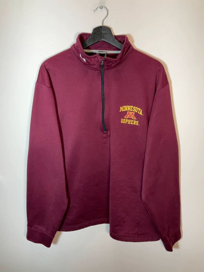 Sweat polaire 1/4 zip bordeaux pour homme Under Armour Minnesota Gophers taille L 322