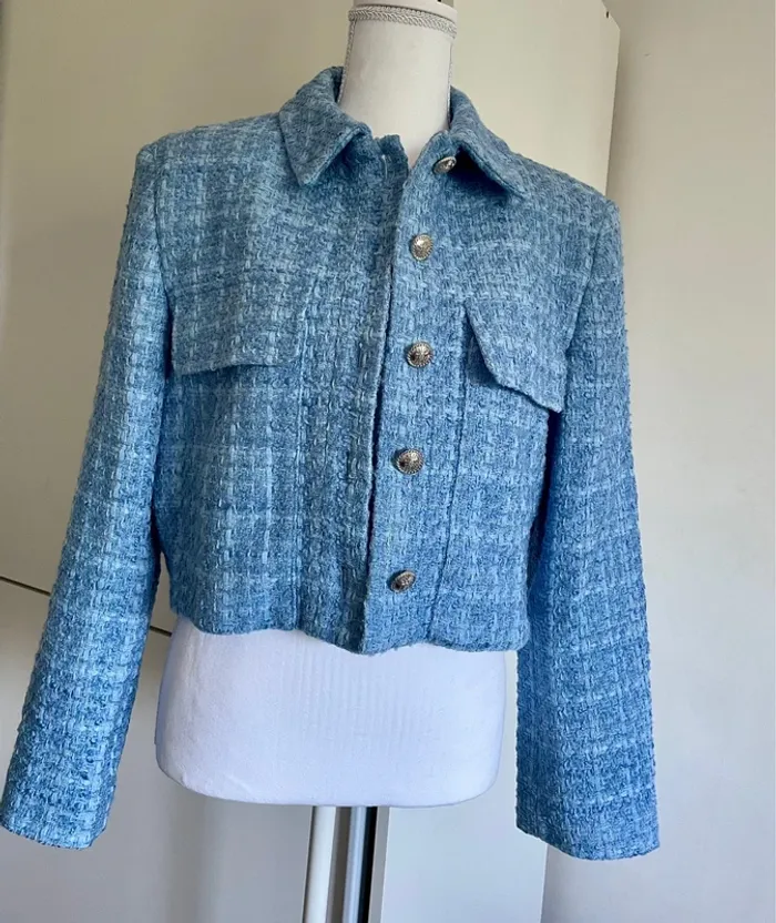 Zara Veste blazer tailleur cropped tweed taille M - photo numéro 2