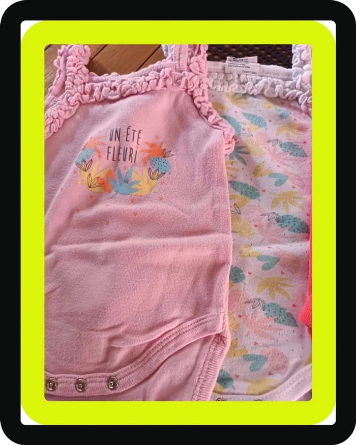 Lot 4 bodies bretelle 3 mois - photo numéro 2