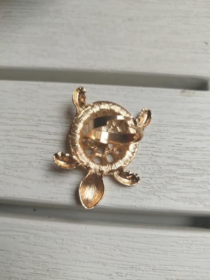 Bague tortue ajustable dorée - photo numéro 2