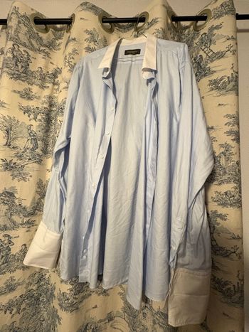 Chemise bleue XXL manches mousquetaire