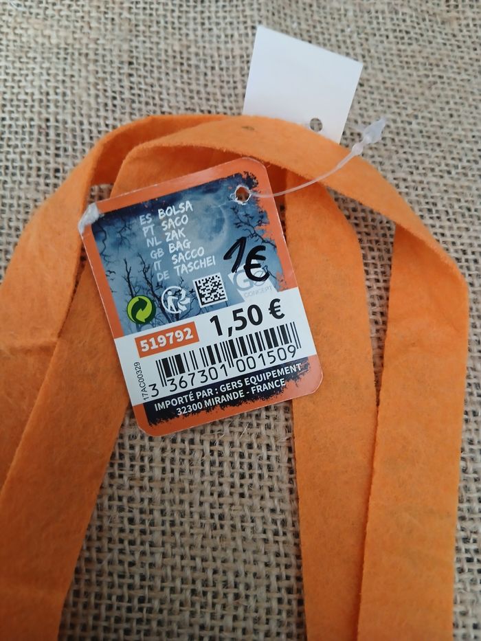 Lot de deux mini sac citrouille pour bombons - photo numéro 3