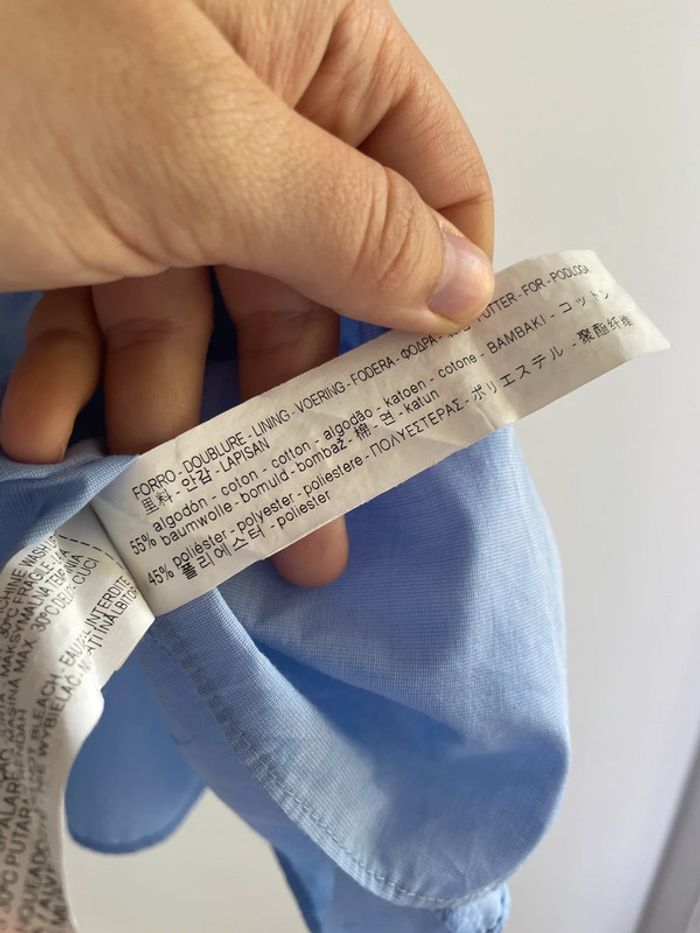 Blouse bleu clair épaules dénudées à volant Zara - photo numéro 3