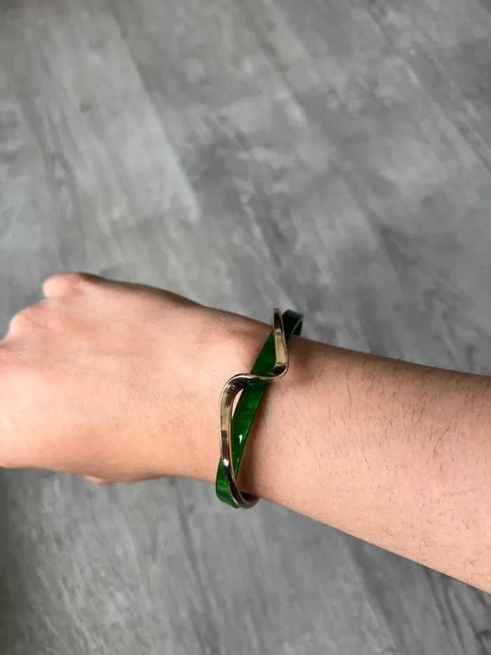 Bracelet jonc vert et doré