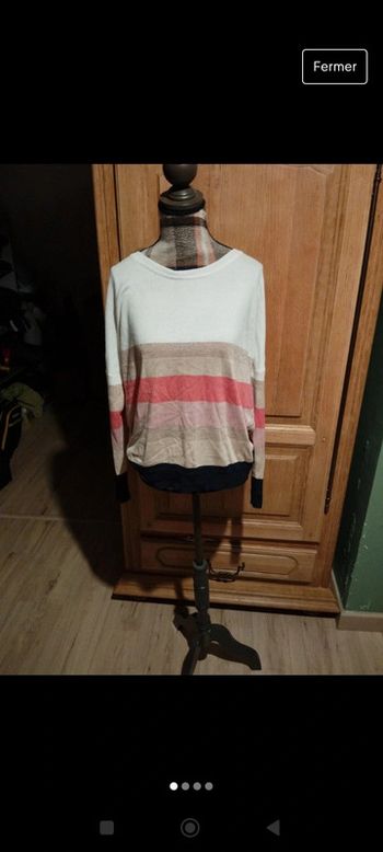 Superbe pull rayé next taille 44 paillettes