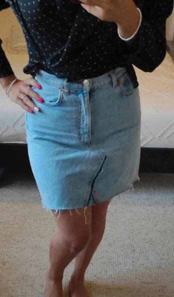 Jupe en jean Zara M bleu clair évasée