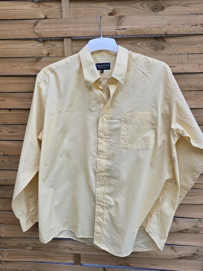 Chemise mixte jaune beurre 🍒vintage 80🍒taille jusqu'au 48 - photo numéro 5