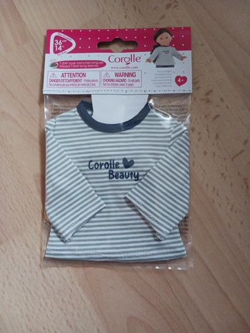 T-shirt manches longues rayé corolle poupée 36cm neuf