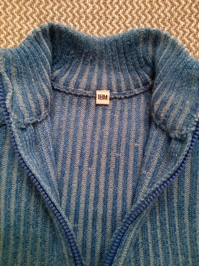 Gilet zippé bleu - T.18 mois - photo numéro 6