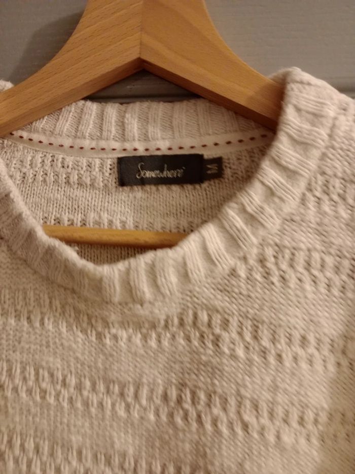 Pull homme taille s mailles blanc cassé c2 - photo numéro 2